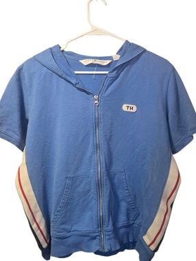 Tommy Hilfiger, XL,  Blue Short-Sleeve Zip Hoodie